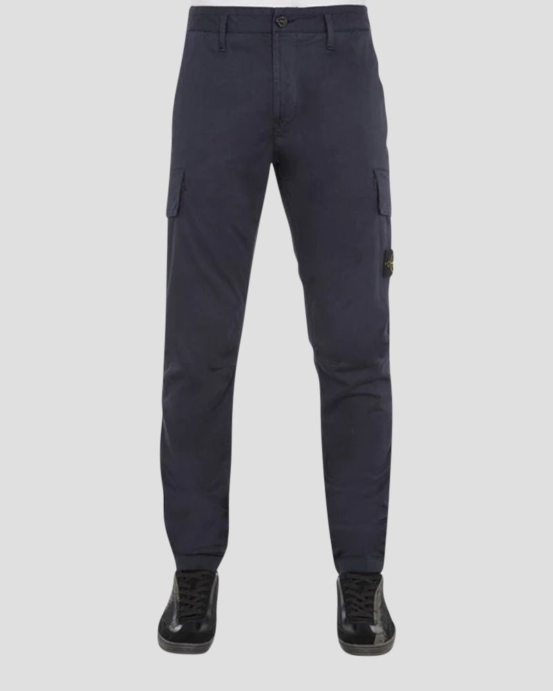 Cargo pants in stretch cotton wool satin - NAVY BLUE – MENS