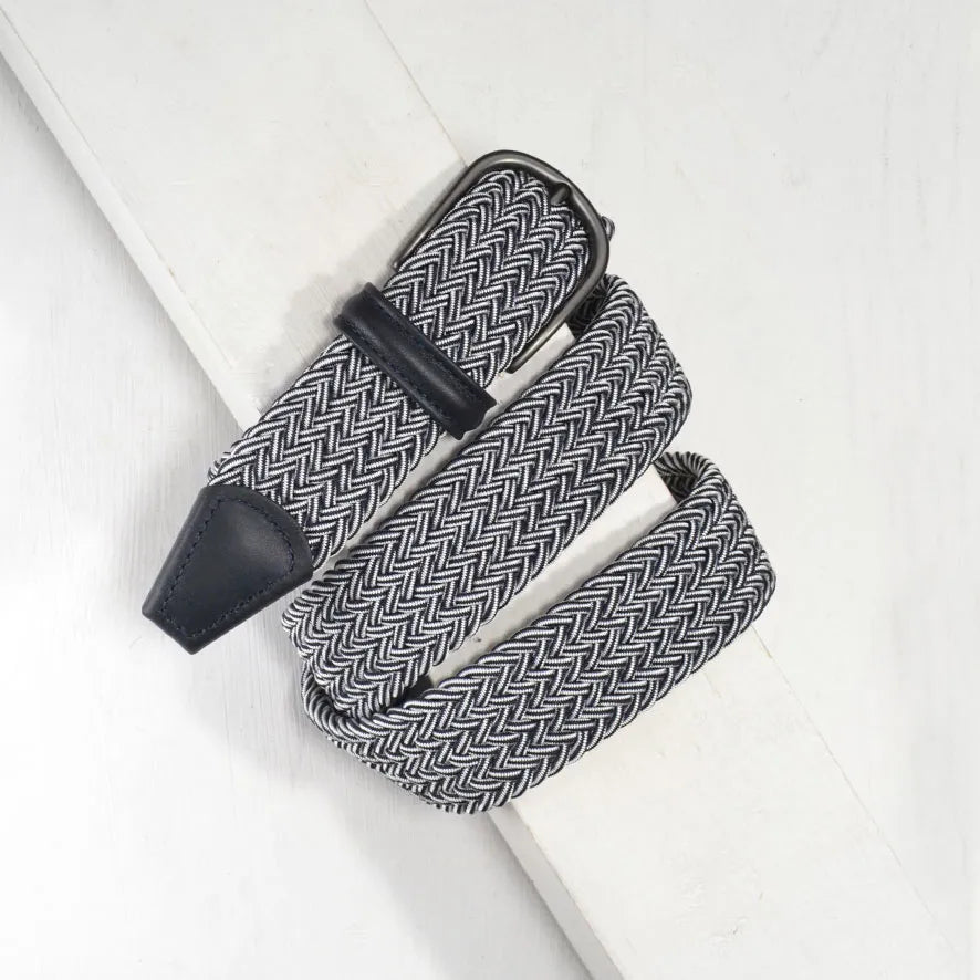 Anderson Elastic Belt - Navy and White – MENS