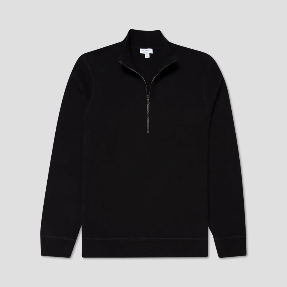 Half Zip Loopback Sweatshirt - Black