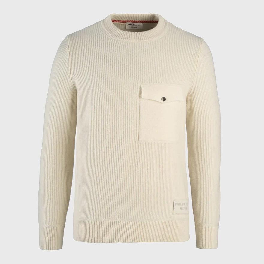 LAMBSWOOL ROUND‑NECK SWEATER - BONE