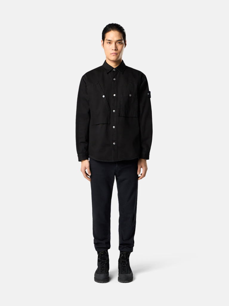 BLACK REGULAR FIT OVERSHIRT - BLACK