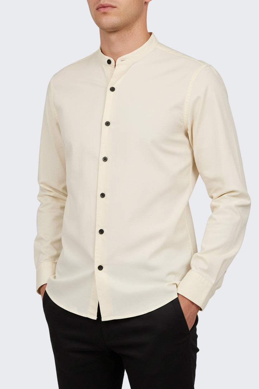 CHEMISE À COL ÉTROIT HANNES ROETHER - LAIT