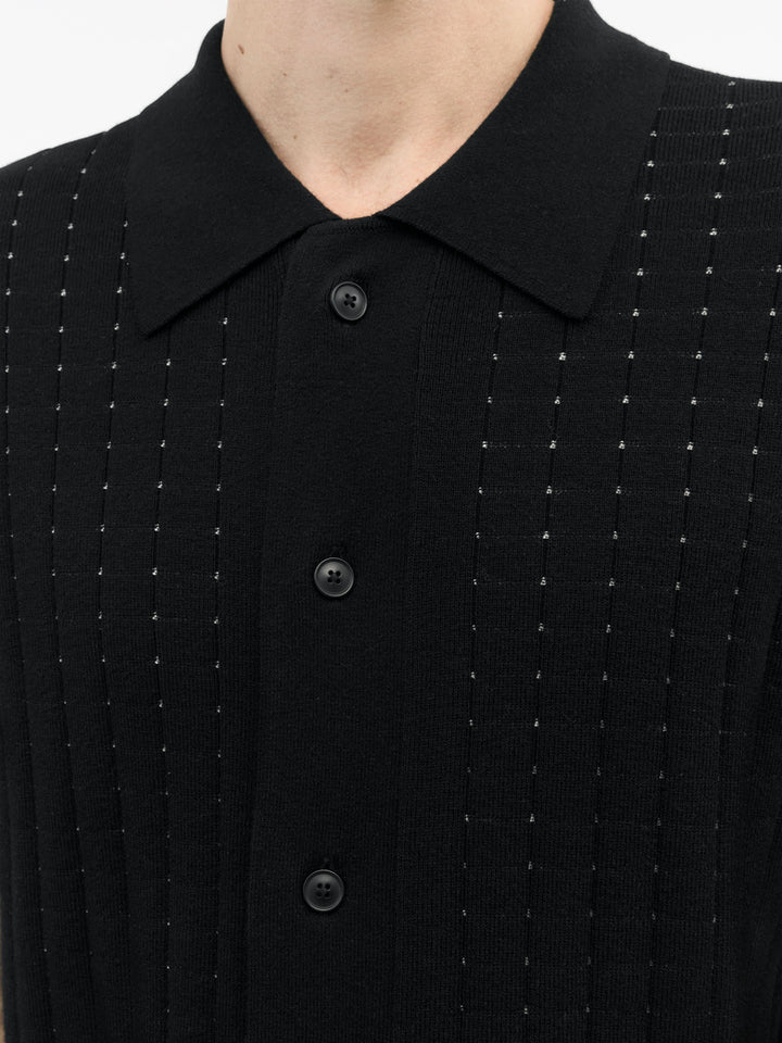 Araawen Merino Wool Knit Polo - Black