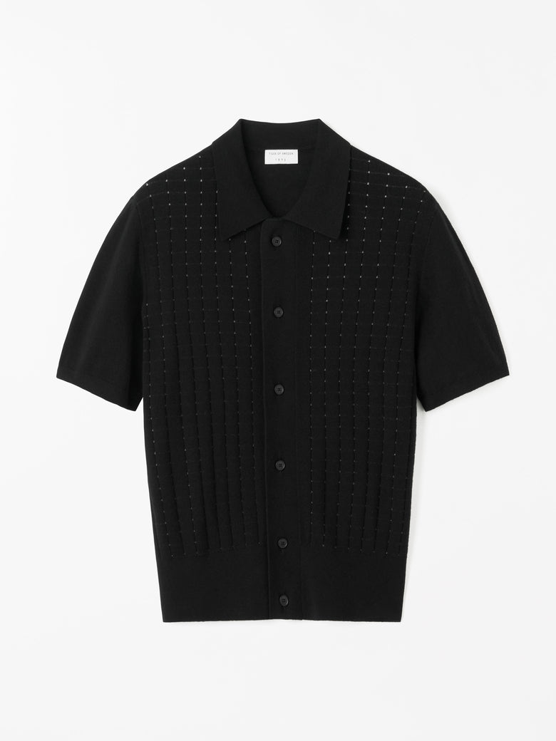 Araawen Merino Wool Knit Polo - Black