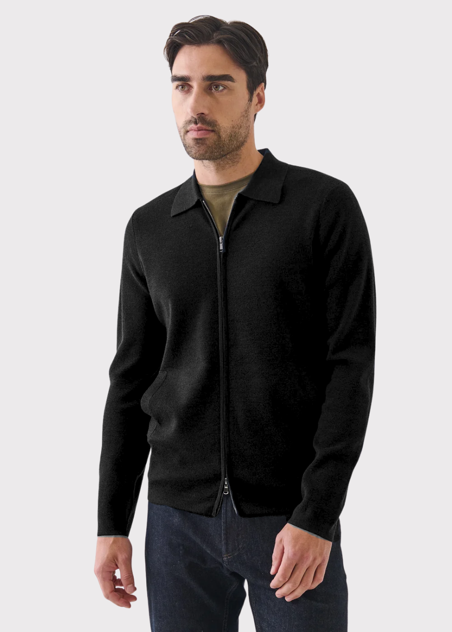 MILANO FULL ZIP SHIRT - BLACK
