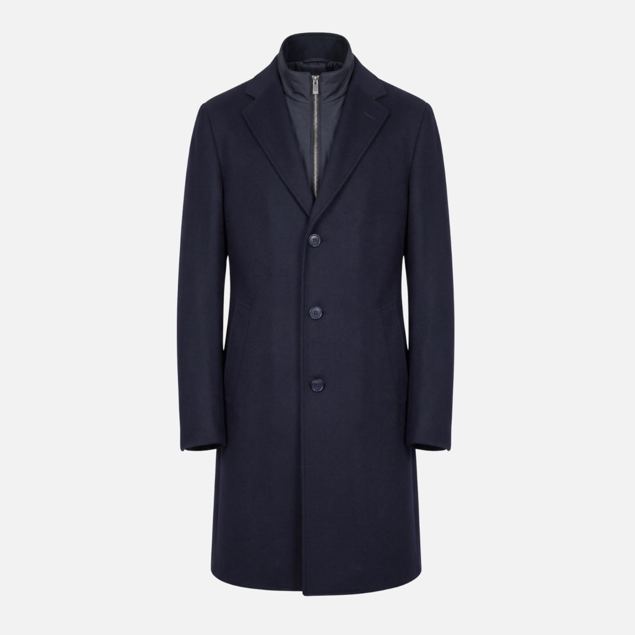OVERCOAT WITH DETACHABLE WINDPROOF VEST - NAVY