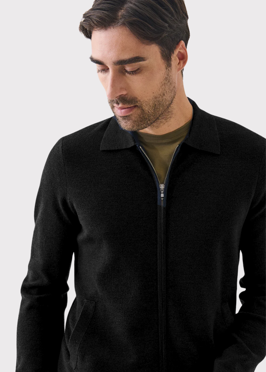 MILANO FULL ZIP SHIRT - BLACK