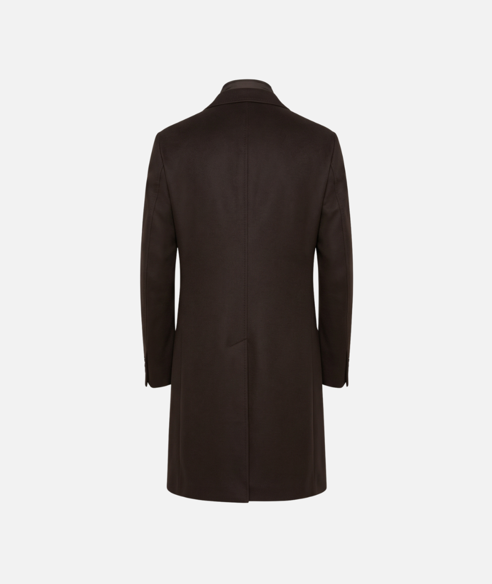 OVERCOAT WITH DETACHABLE WINDPROOF VEST - BROWN