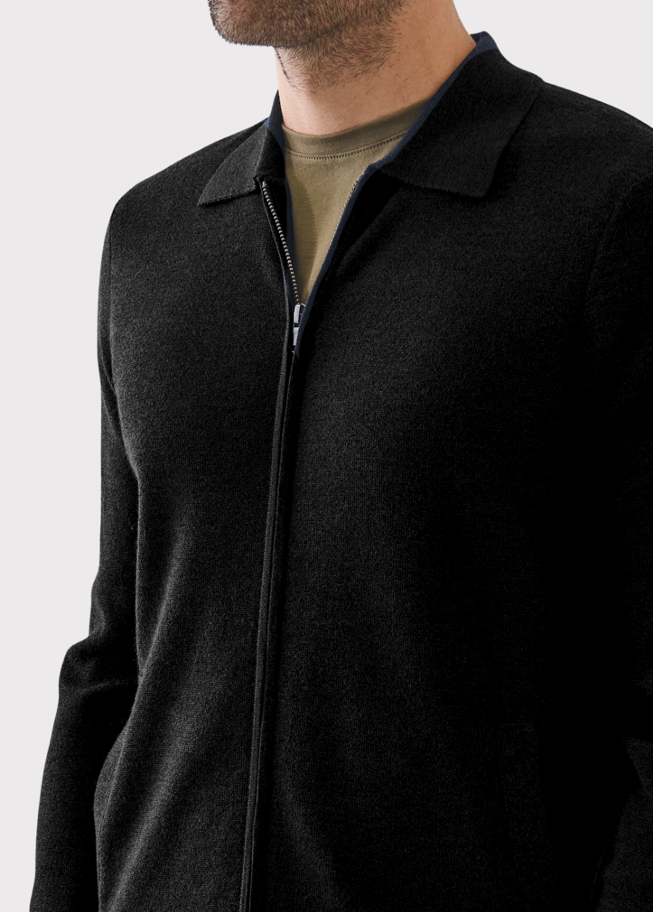 MILANO FULL ZIP SHIRT - BLACK