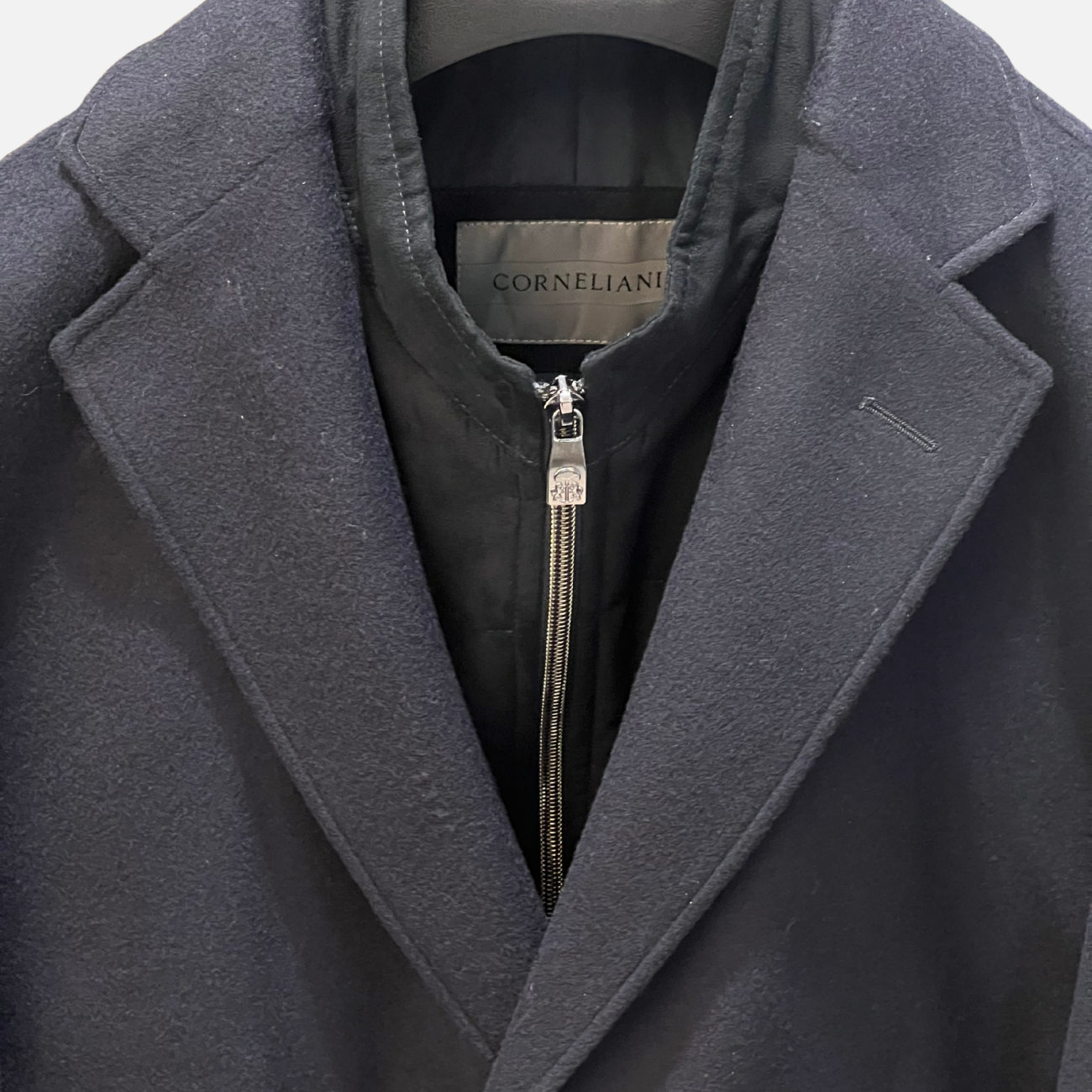 OVERCOAT WITH DETACHABLE WINDPROOF VEST - NAVY