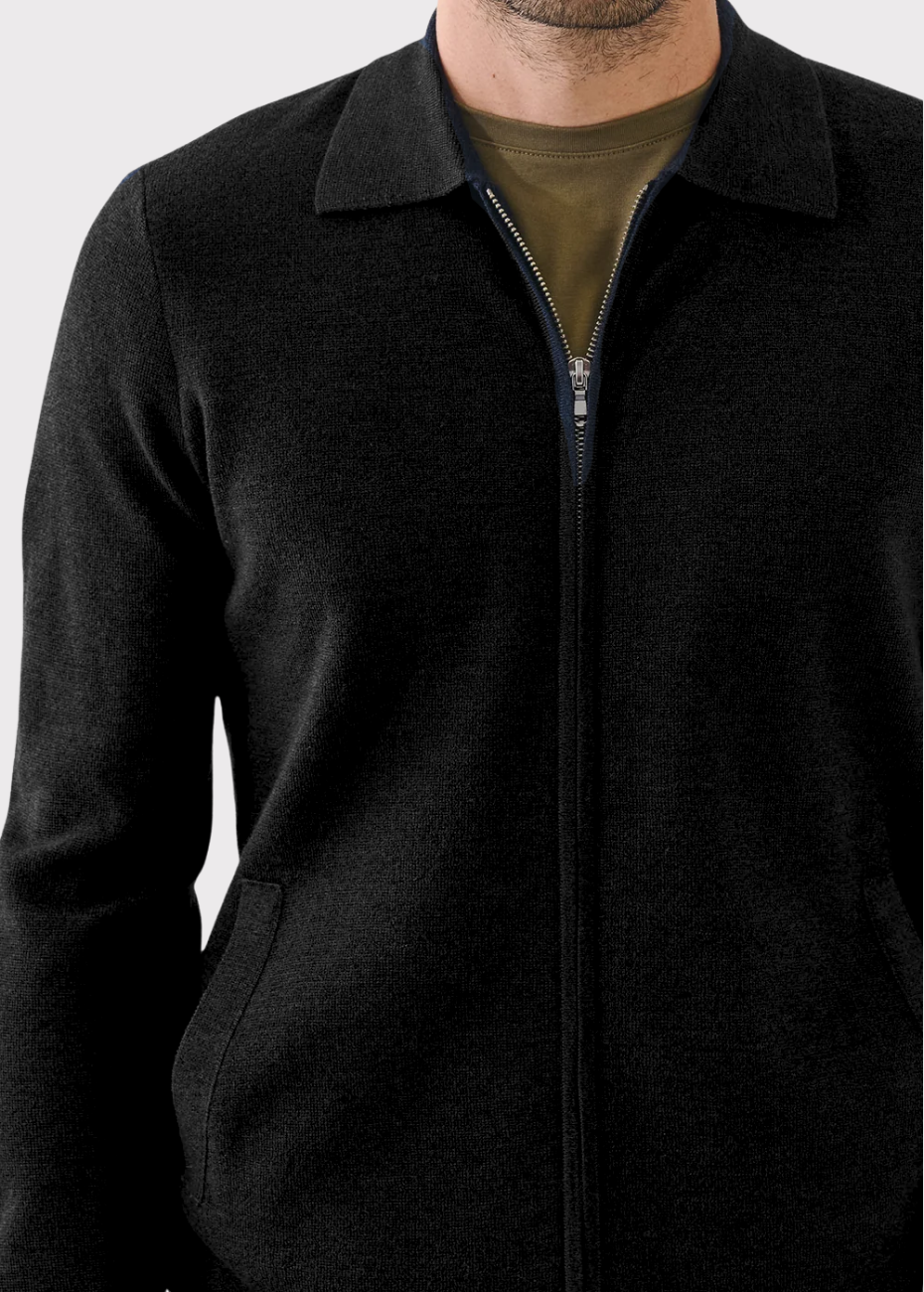 MILANO FULL ZIP SHIRT - BLACK