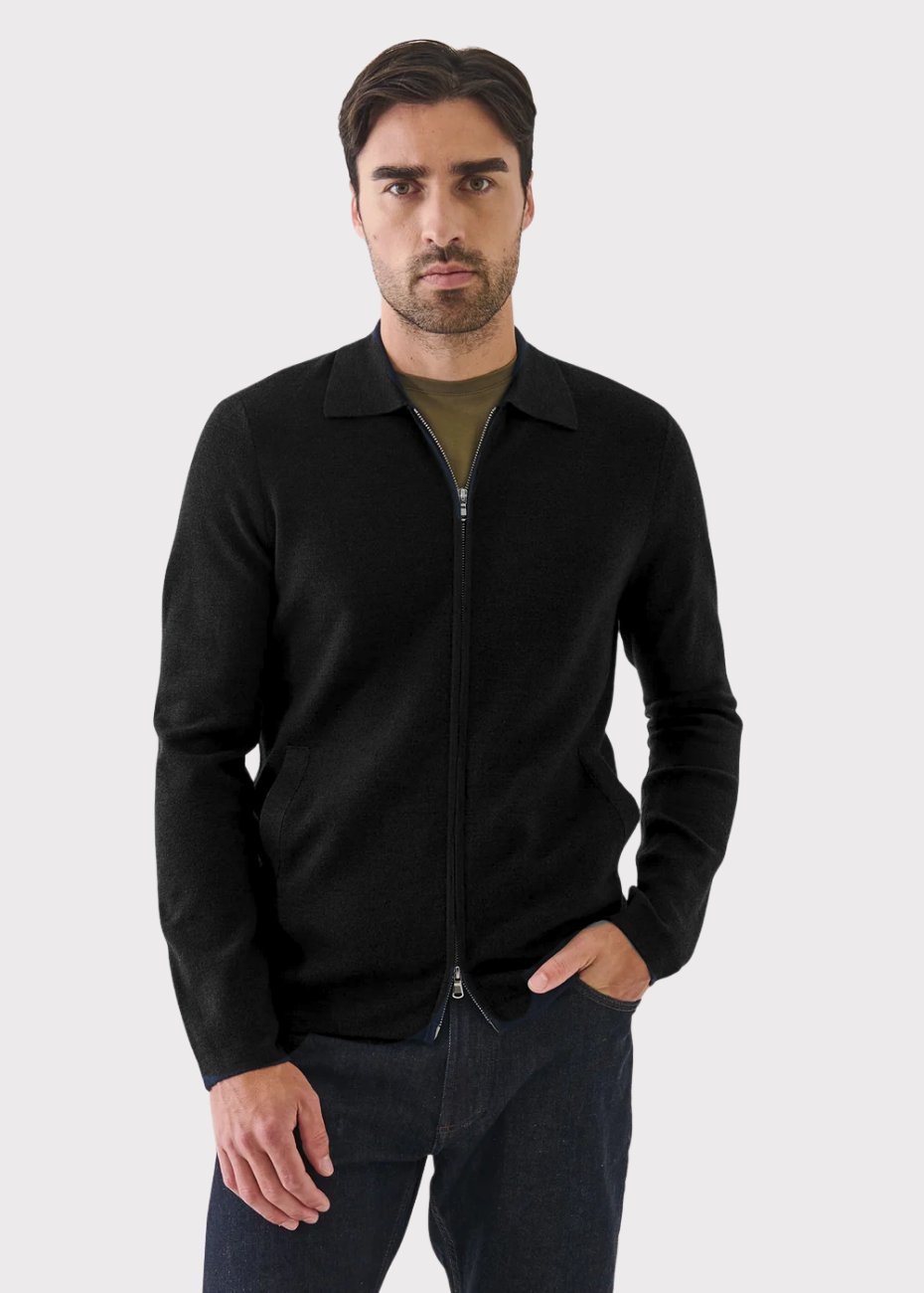 MILANO FULL ZIP SHIRT - BLACK