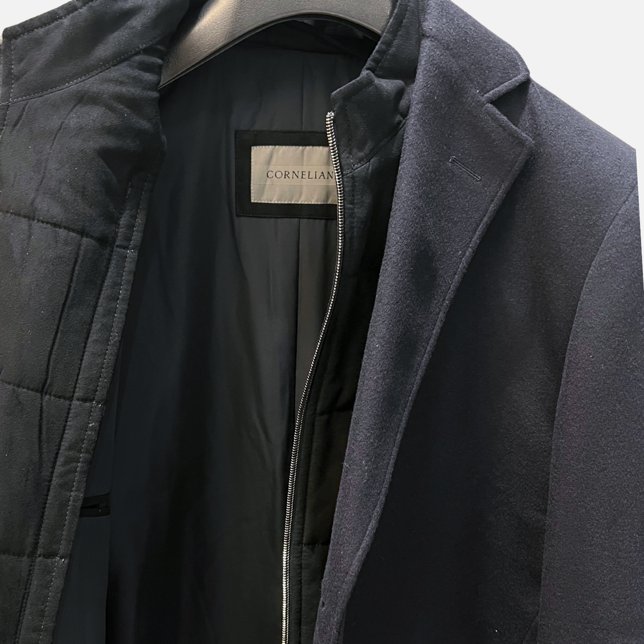 OVERCOAT WITH DETACHABLE WINDPROOF VEST - NAVY