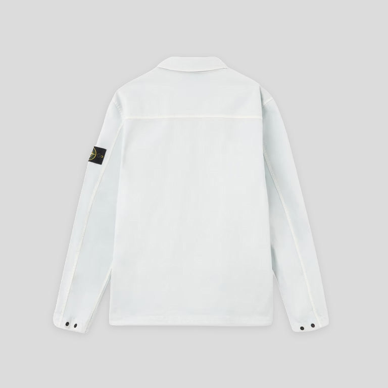 COTTON STRETCH ZIP=UP SHIRT 'OLD EFFECT' - SKY BLUE
