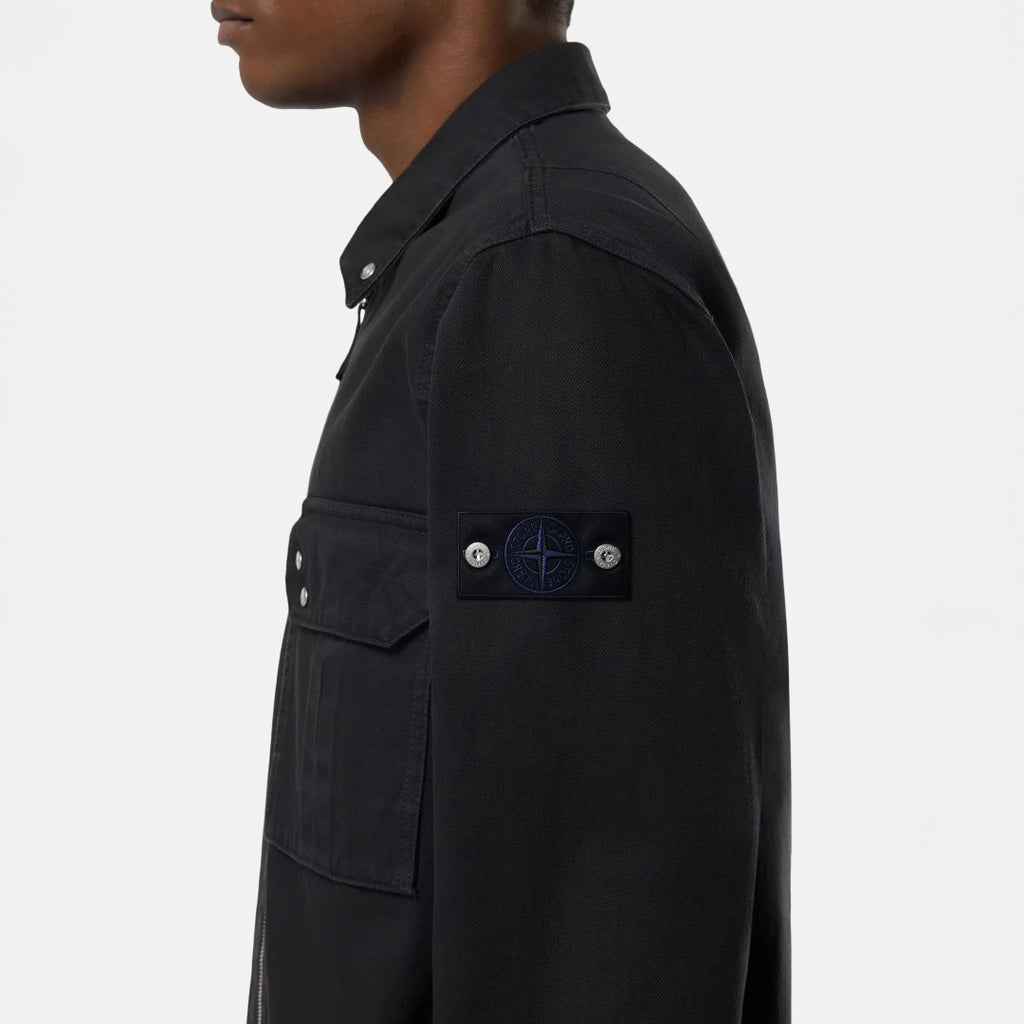 LIGHT BULL DENIM-TC OVERSHIRT - BLACK