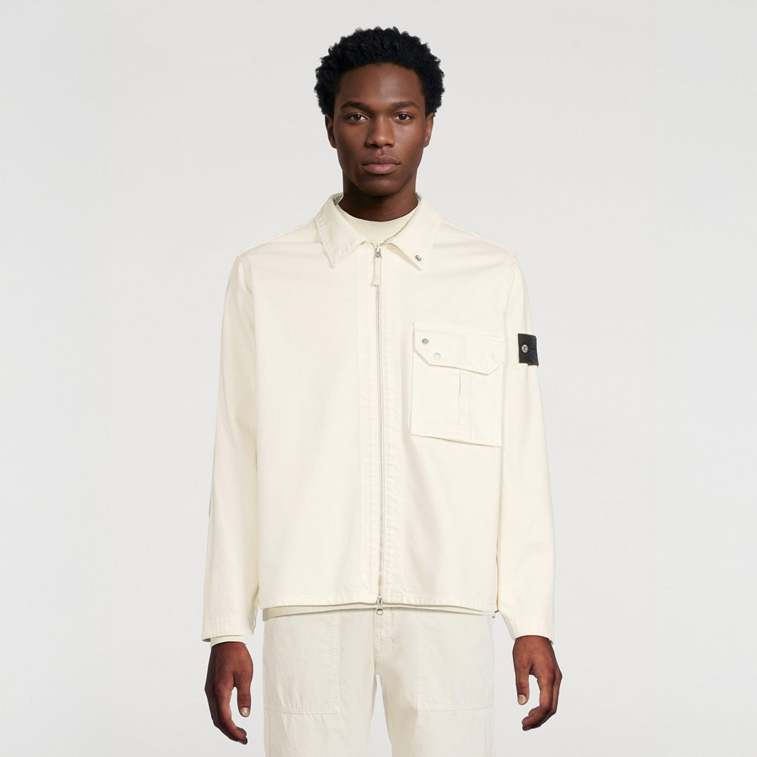 LIGHT BULL DENIM-TC OVERSHIRT  - IVORY