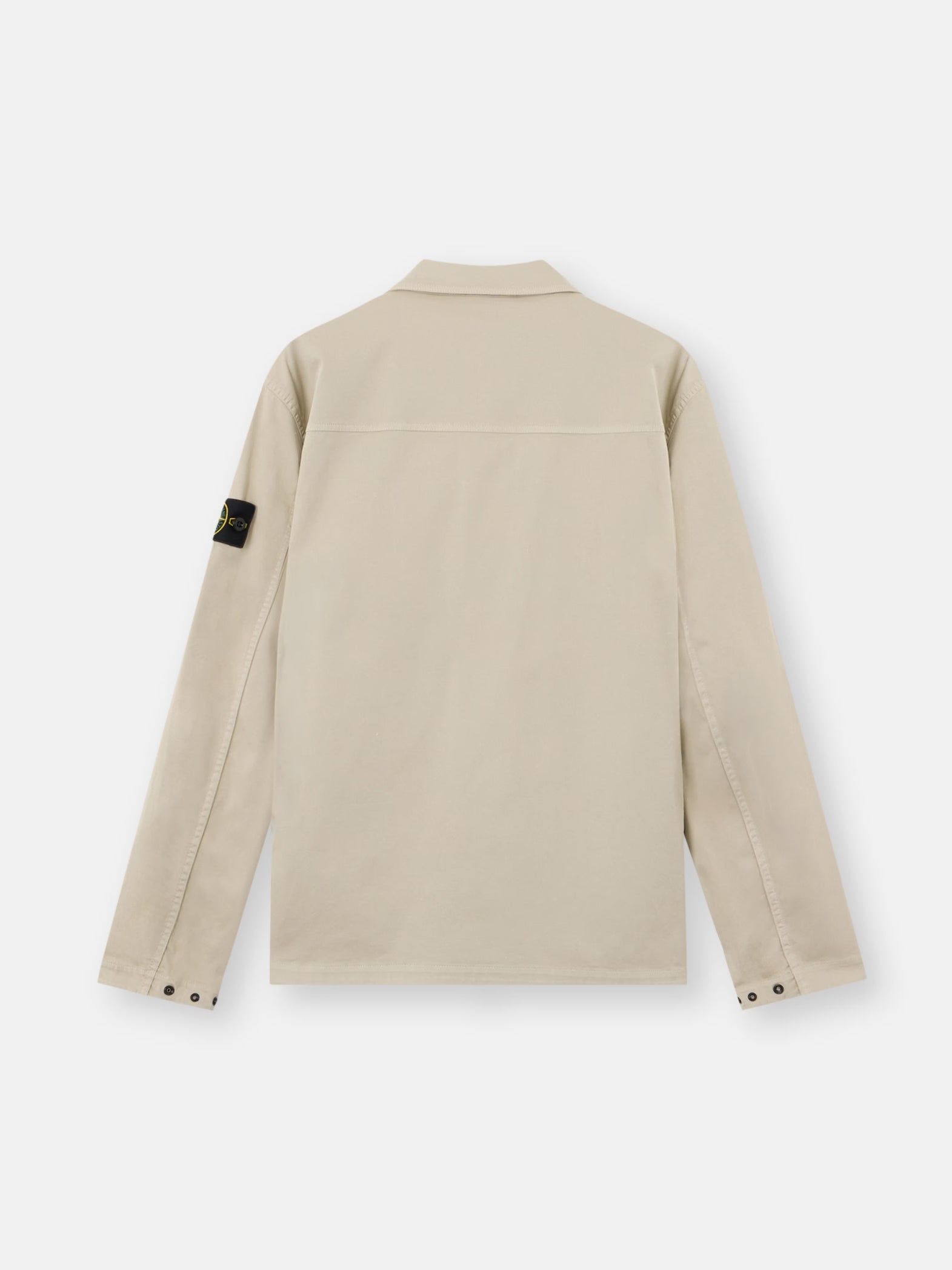 STRETCH ORGANIC COTTON SATIN ZIP-UP OVERSHIRT - SAND