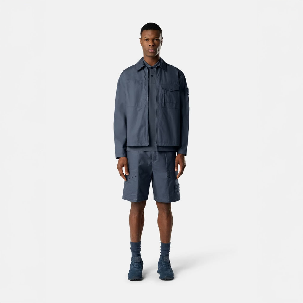 S.I. GHOST ALL-WEATHER COTTON CANVAS OVERSHIRT - SLATE BLUE