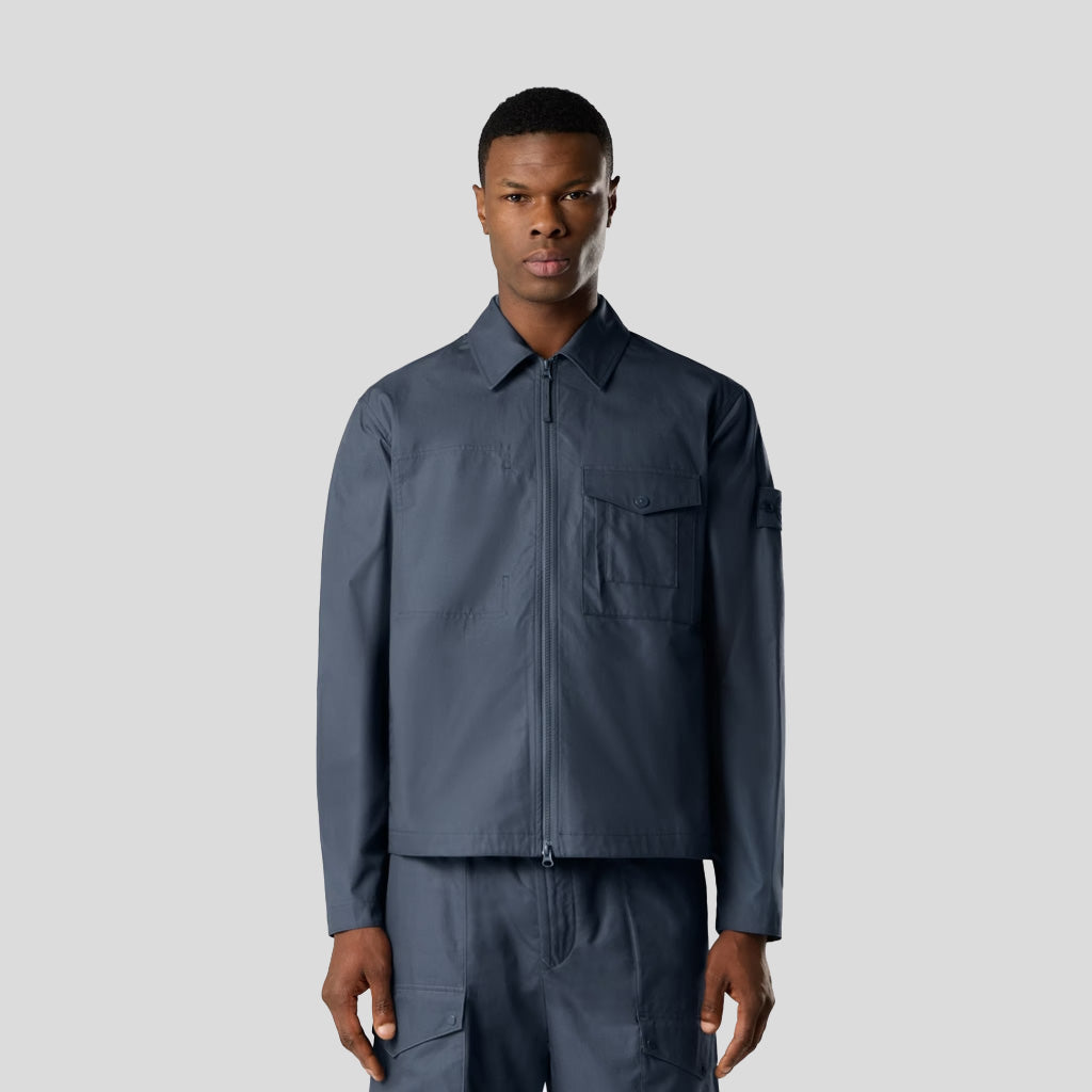S.I. GHOST ALL-WEATHER COTTON CANVAS OVERSHIRT - SLATE BLUE