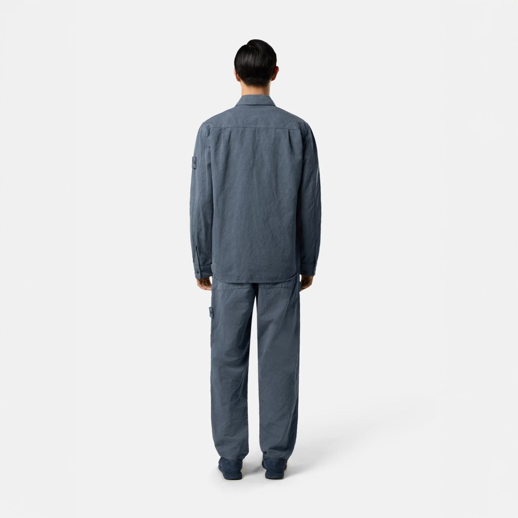 S.I.GHOST COTTON LINEN CANVAS OVERSHIRT  - SLATE BLUE