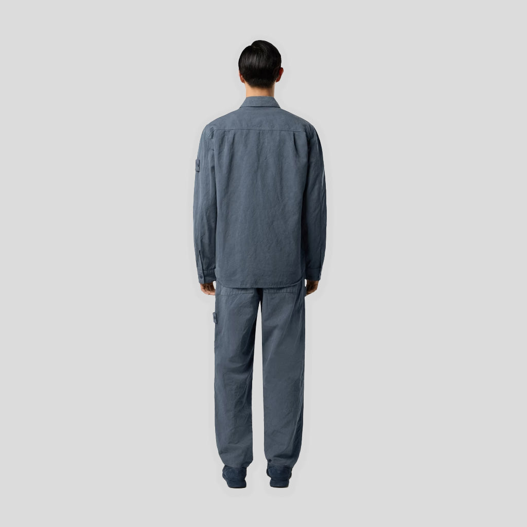 S.I.GHOST COTTON LINEN CANVAS OVERSHIRT  - SLATE BLUE