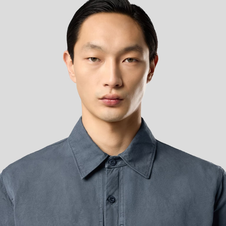 S.I.GHOST COTTON LINEN CANVAS OVERSHIRT  - SLATE BLUE