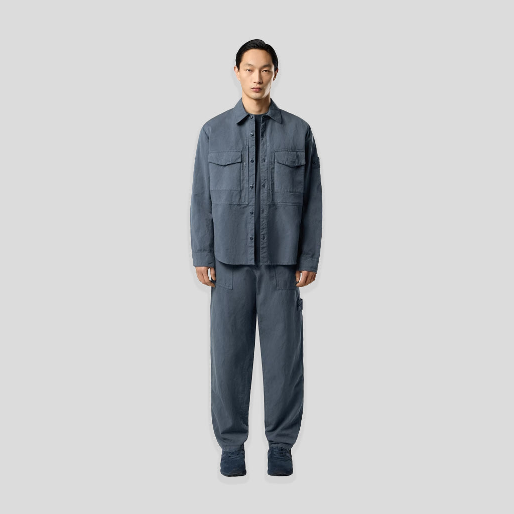S.I.GHOST COTTON LINEN CANVAS OVERSHIRT  - SLATE BLUE