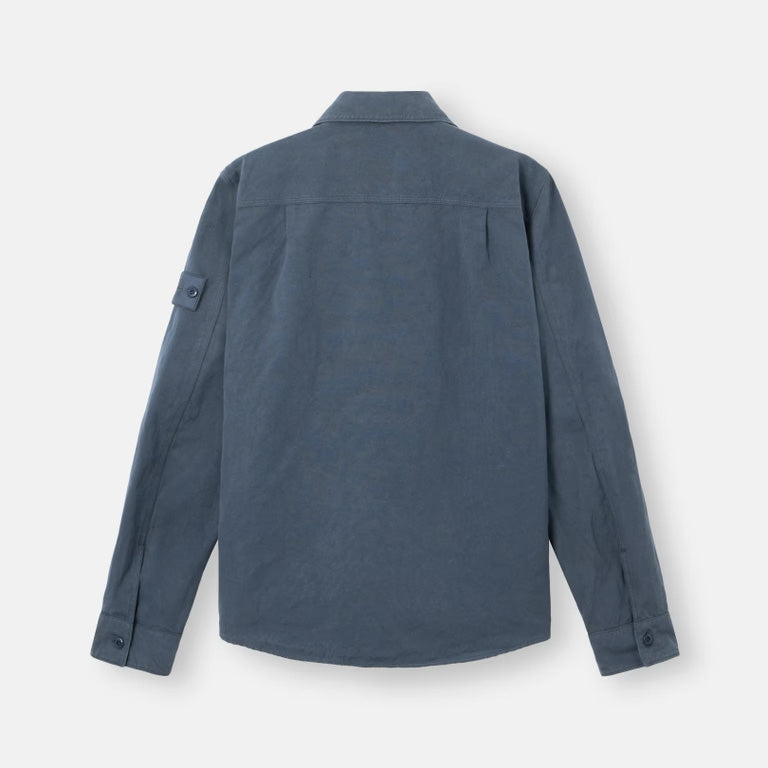 S.I.GHOST COTTON LINEN CANVAS OVERSHIRT  - SLATE BLUE