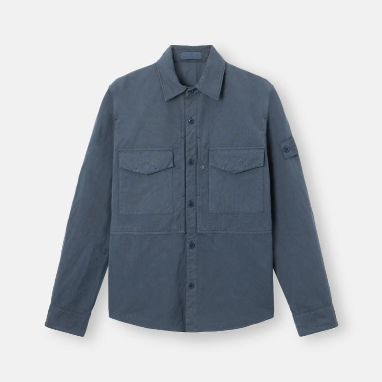 S.I.GHOST COTTON LINEN CANVAS OVERSHIRT  - SLATE BLUE