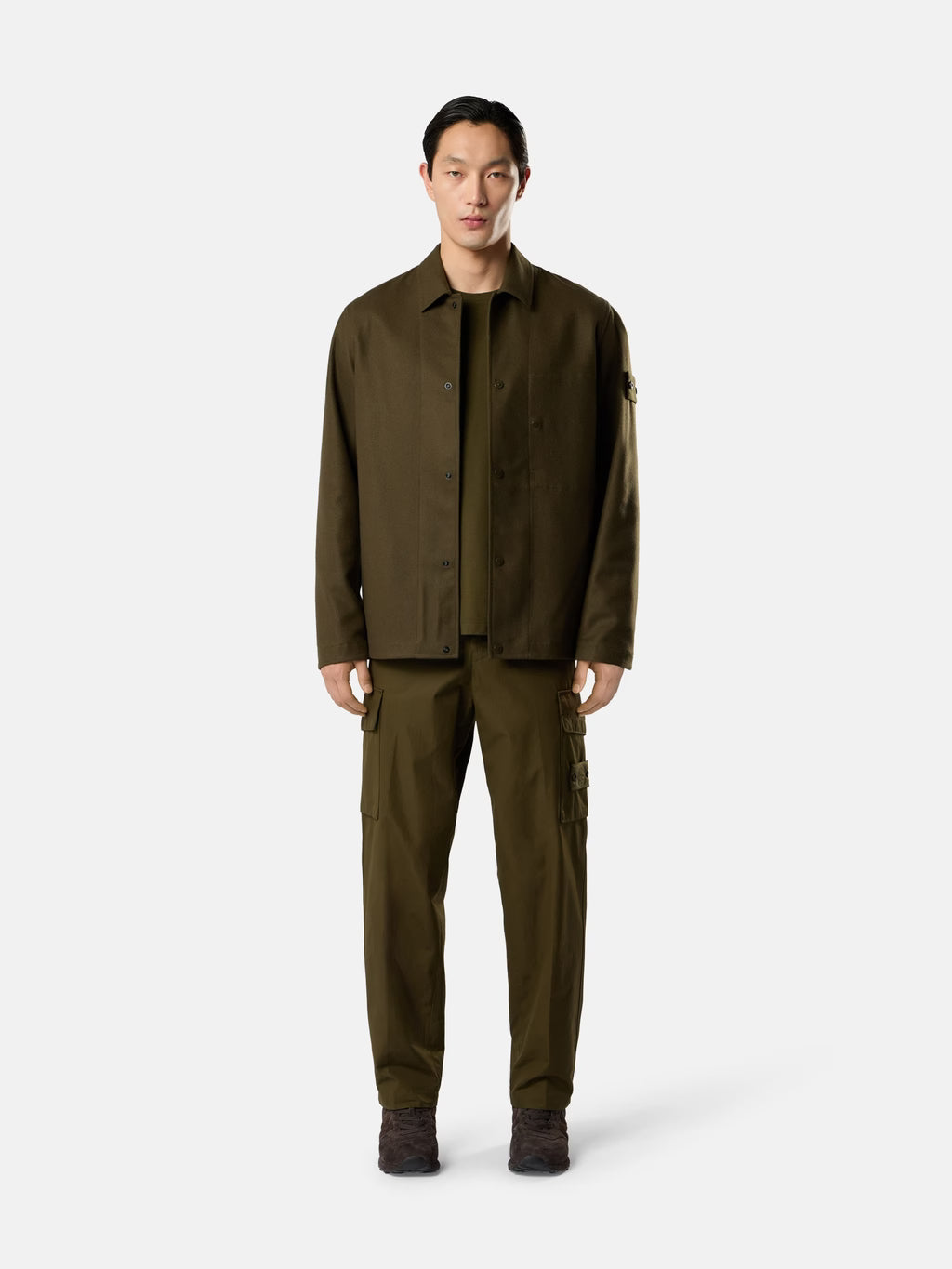 WOOL NYLON FLANNEL_S.I. GHOST OVERSHIRT - MILITARY GREEN