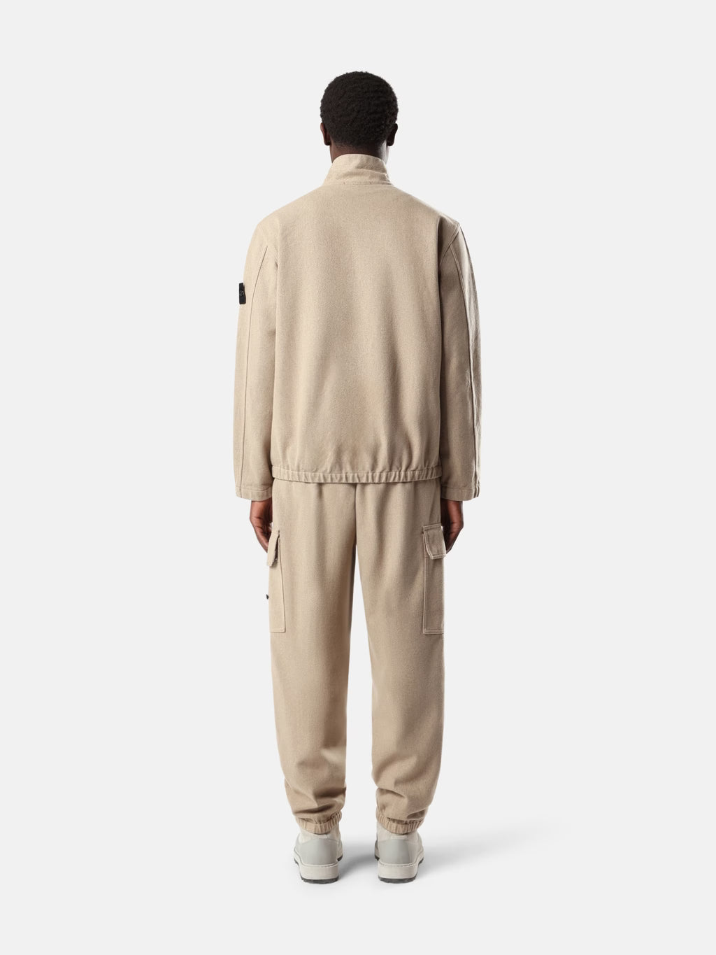 WOOL NYLON FLANNEL-TC ZIP-UP OVERSHIRT - BISCUIT