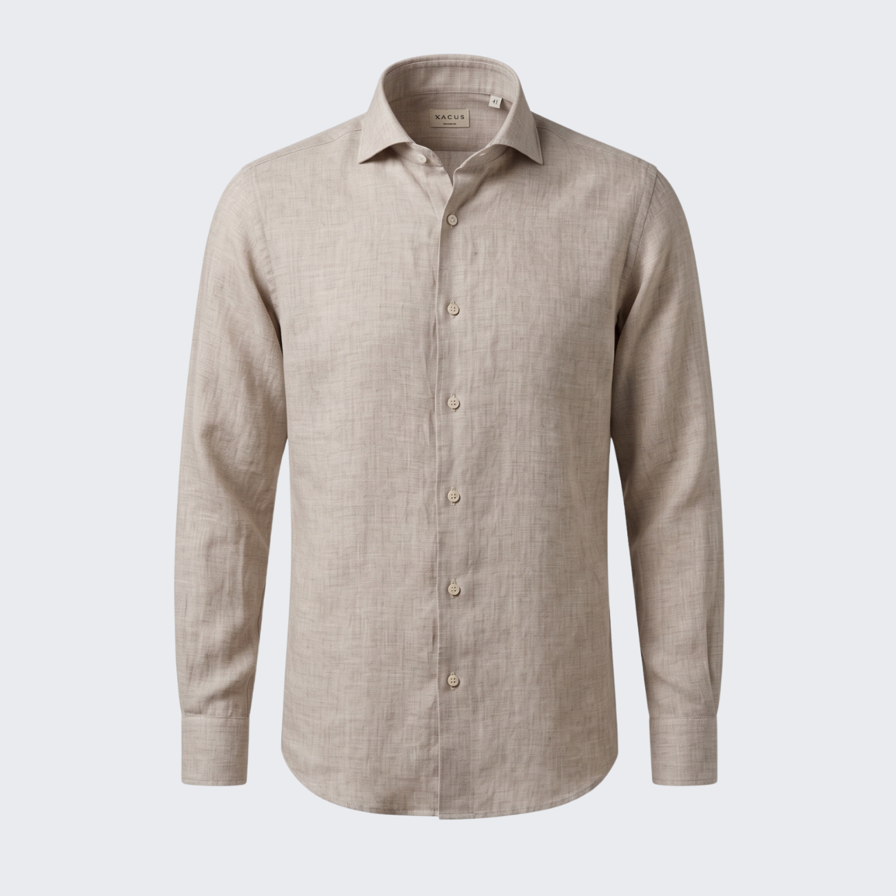 TAILORED FIT WOOL BLEND SHIRT - BEIGE