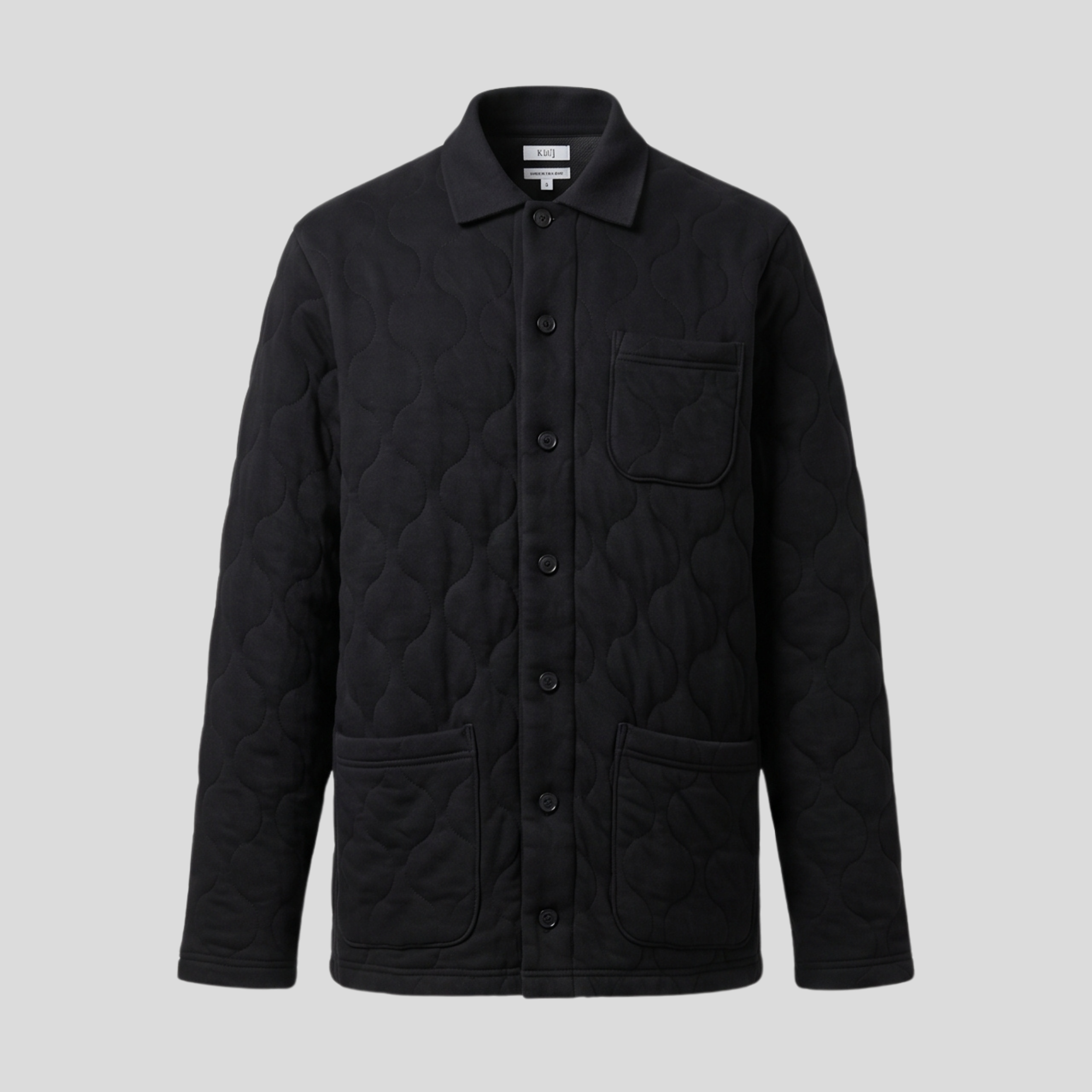 PADDED COTTON OVERSHIRT PATTERN - BLACK