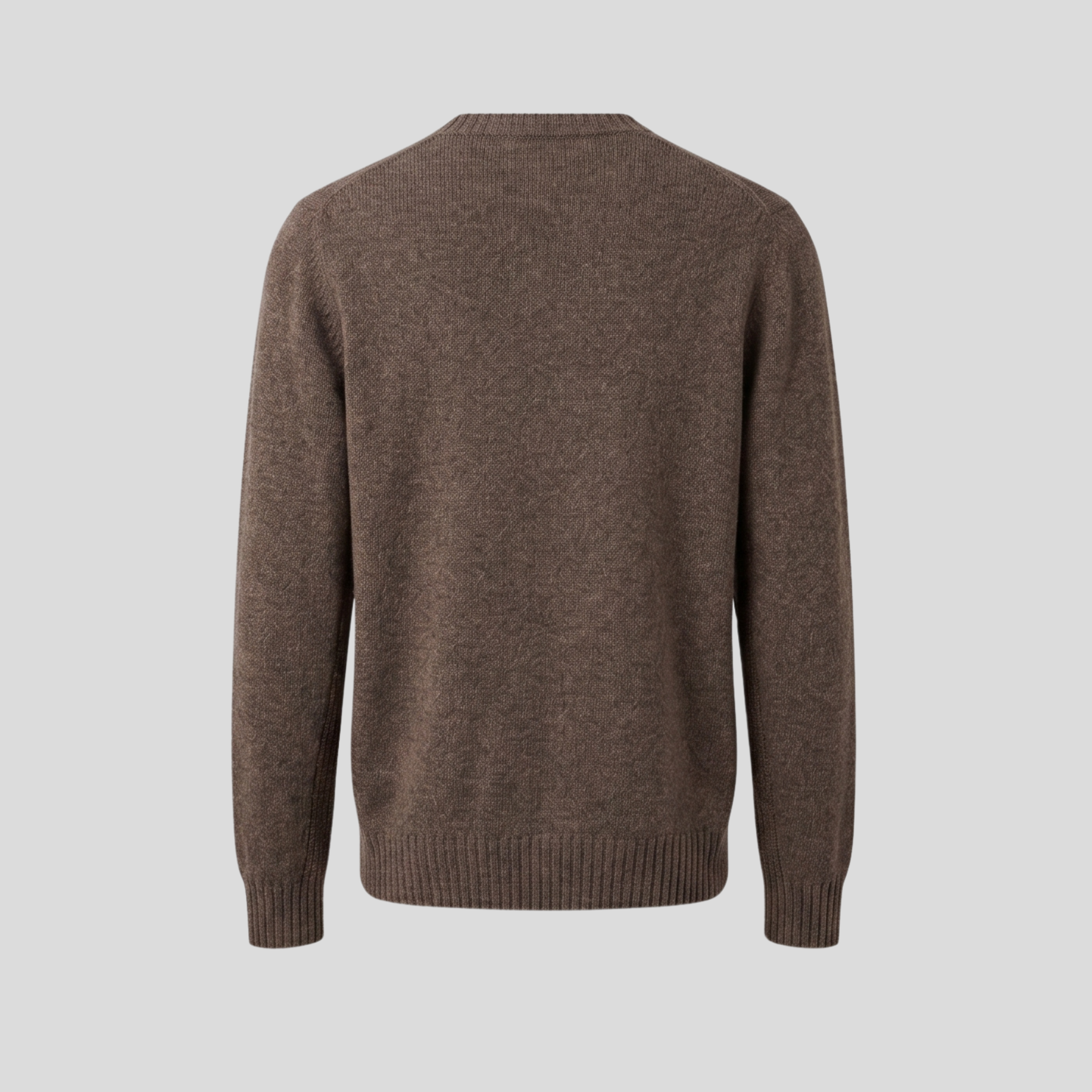 CREW NECK C/POCKET SWEATER - BROWN