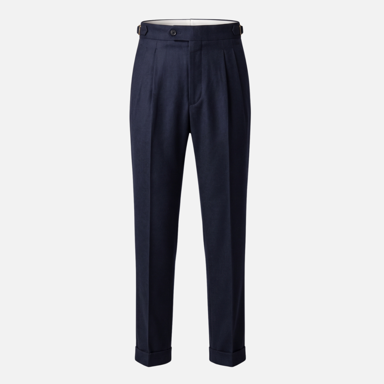 WOOL PLEATED TROUSERS - NAVY