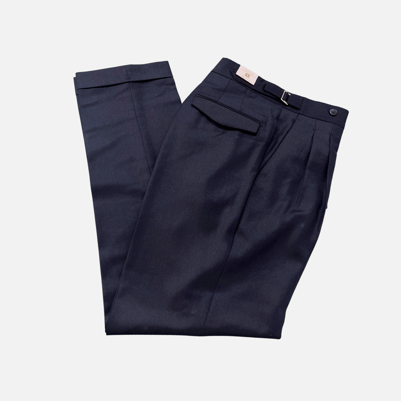 WOOL PLEATED TROUSERS - NAVY