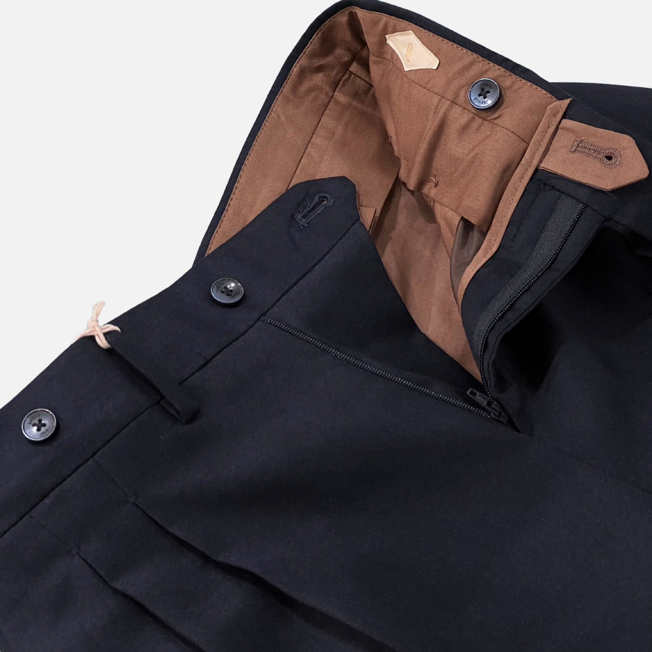 WOOL PLEATED TROUSERS - NAVY