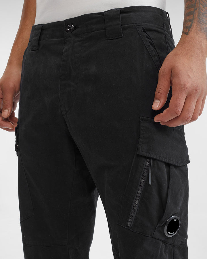 Stretch Sateen Cargo Pants Ergonomic Fit- BLACK