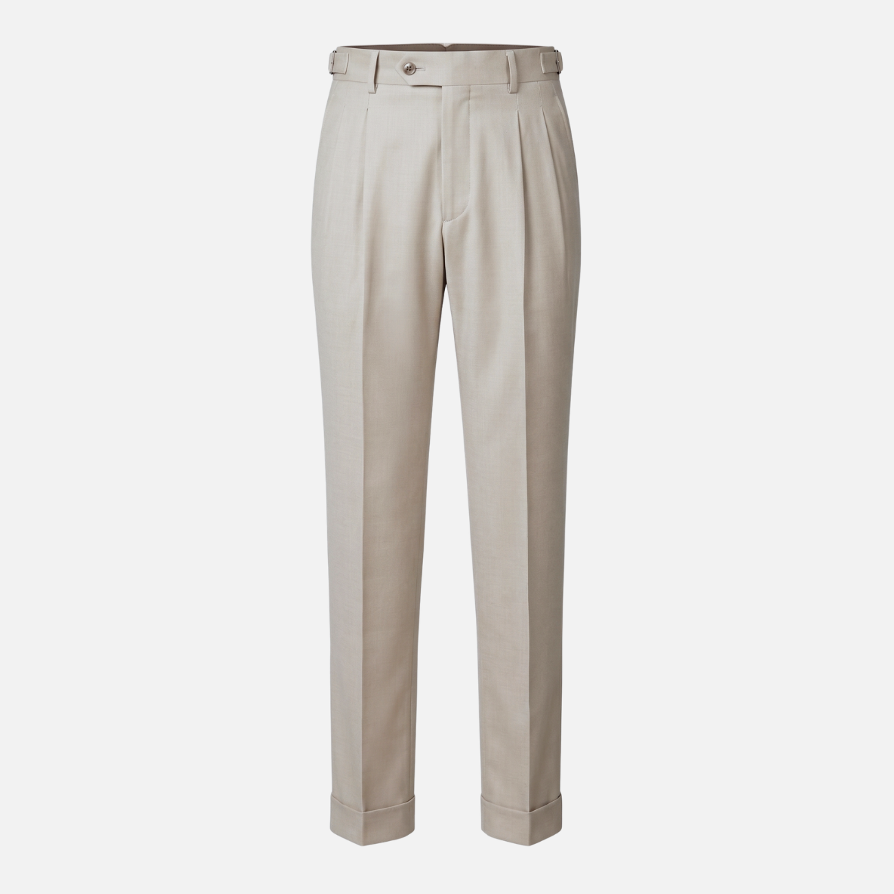 WOOL PLEATED TROUSERS - WHITE