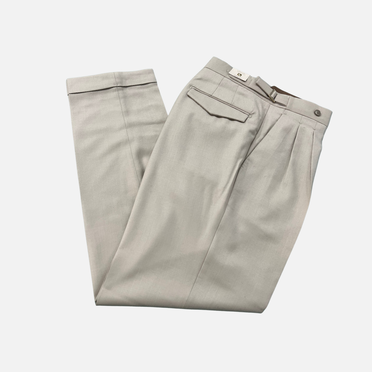 WOOL PLEATED TROUSERS - WHITE