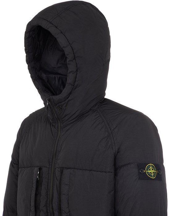 Hooded down jacket - BLACK