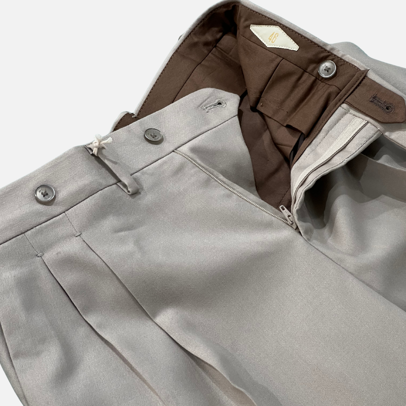 WOOL PLEATED TROUSERS - WHITE