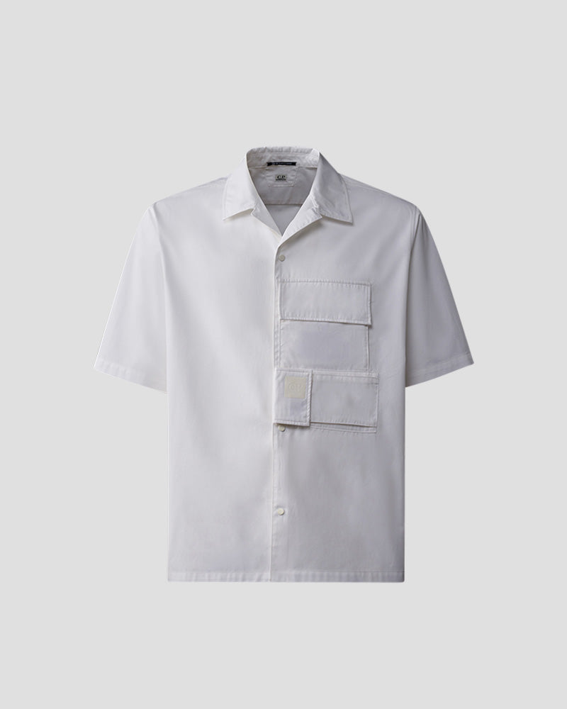 Metropolis Series Short Sleeved Gabardine Shirt - WHITE