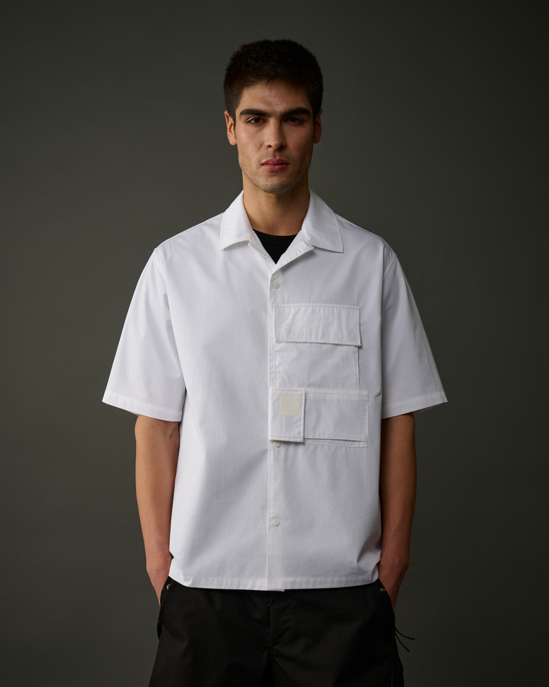 Metropolis Series Short Sleeved Gabardine Shirt - WHITE