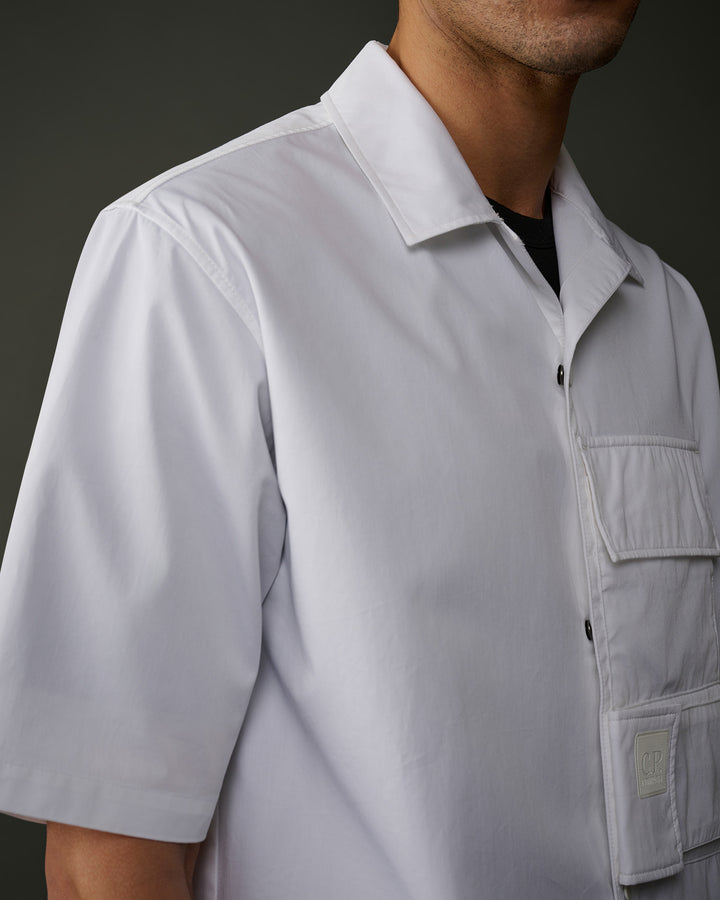Metropolis Series Short Sleeved Gabardine Shirt - WHITE