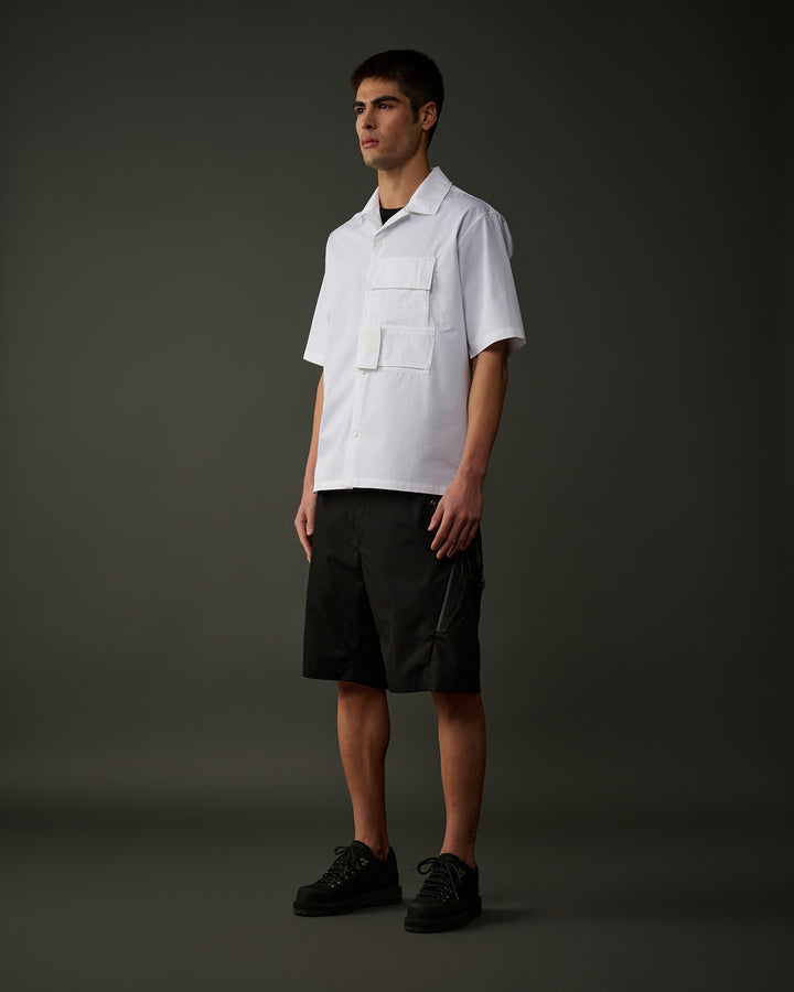 Metropolis Series Short Sleeved Gabardine Shirt - WHITE