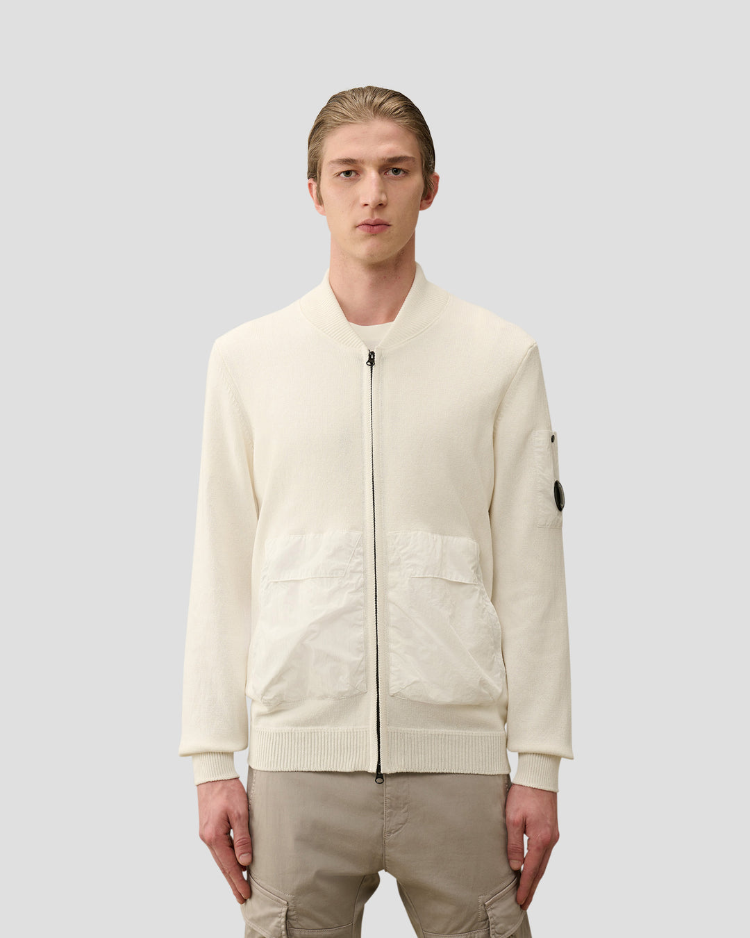 Cotton Mixed Bomber Knit - GAUZE WHITE