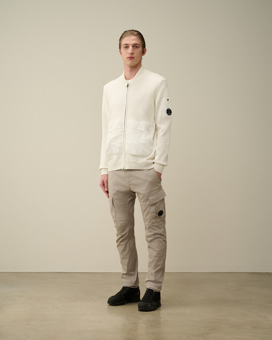 Cotton Mixed Bomber Knit - GAUZE WHITE