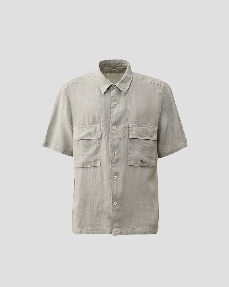 Linen Short Sleeve Shirt - Drizzle grey