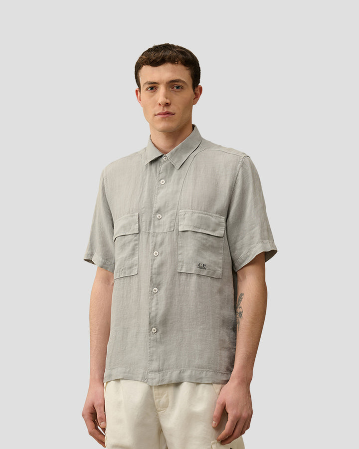 Linen Short Sleeve Shirt - Drizzle grey